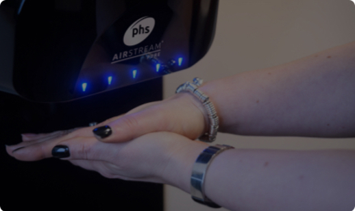 Hands drying under airstream